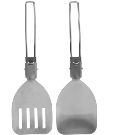 2-teiliges, faltbares Spatelset aus Edelstahl 304, tragbares Küchenutensil für Picknicks und Grillabende im Freien