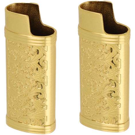 2-teiliges Feuerzeugetui aus Zinklegierung im Retro-Stil, wiederverwendbar und tragbar für Reisen und Outdoor-Aktivitäten, Gold