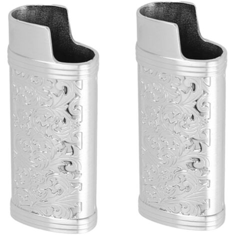 2-teiliges Feuerzeugetui aus Zinklegierung, Retro-Design, wiederverwendbares Etui für Reisen und Outdoor-Aktivitäten, Silber