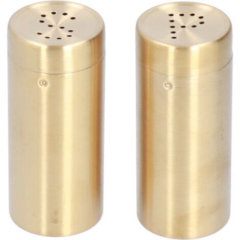 2-teiliges Gewürzset aus Edelstahl, Salz- und Pfefferstreuer, Küchenaccessoire in Gold