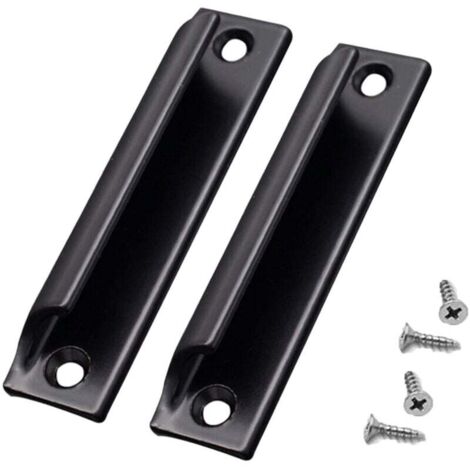 2-teiliges Griffset aus Aluminiumlegierung, Schiebetürgriff, Balkontürgriff, Schrankschubladengriff für Fenster, Möbelbeschläge mit Schrauben (schwarz)