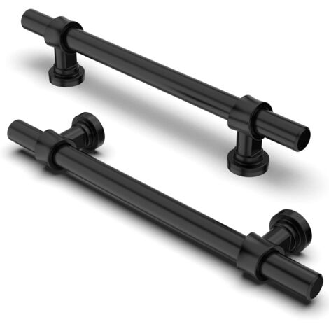 2-teiliges Griffset mit 128 mm Lochabstand, mattschwarze Oberfläche. Geeignet für Möbel, Schränke, Küchen und Schubladen.