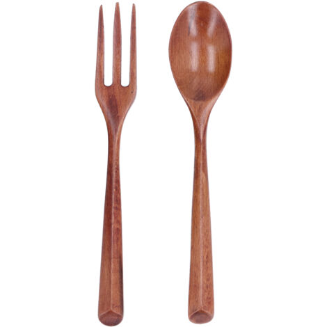 2-teiliges Holzlöffel- und Gabelset für Kinder, hitzebeständig und langlebig