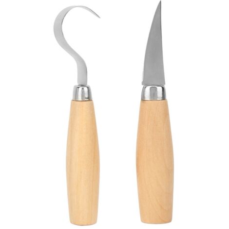 2-teiliges Holzschnitzmesser-Set, gebogene und gerade Klingen zum Gravieren von Holz, Edelstahl