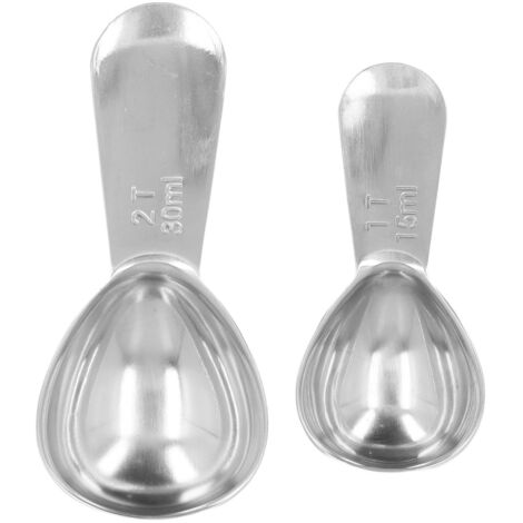 2-teiliges Kaffeemesslöffel-Set aus Edelstahl 304 mit Messmarkierungen für gemahlenen Kaffee