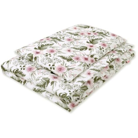 2-teiliges Kinderbettwäscheset aus Baumwolle 135x100 cm - rosa Pfingstrosen