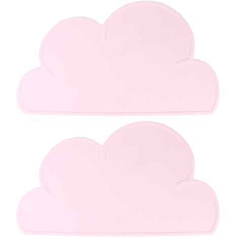 2-teiliges Kindertischdecken-Set in Wolkenform, hitzebeständige und wasserdichte Silikonteller – Rosa