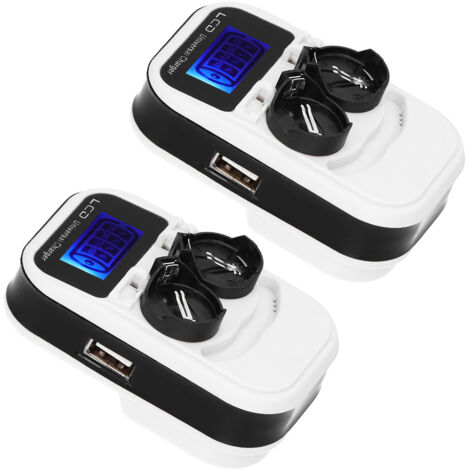 2-teiliges LCD-Knopfzellen-Ladegerät für LIR2016/2025/2032, CR2032, EU-Stecker 100–240 V