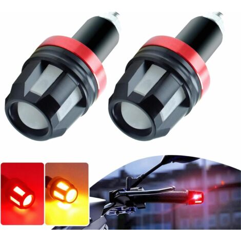 2-teiliges Motorrad-LED-Lichtset mit zweifarbigen Lenkerendblinkern und Griffstecker, Seitenmarkierungsleuchte, Rot