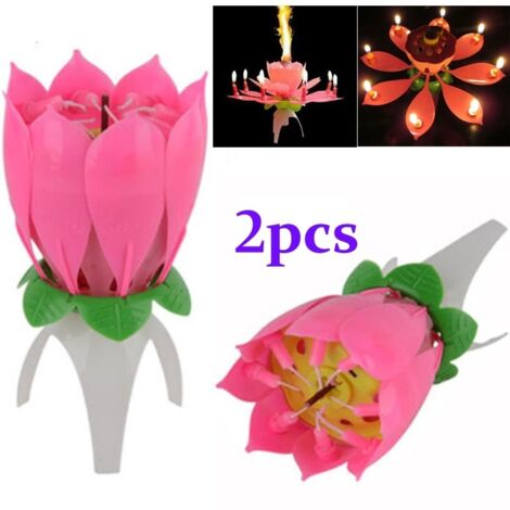 2-teiliges musikalisches Lotusblumen-Kerzenset, romantisches Geburtstagsgeschenk