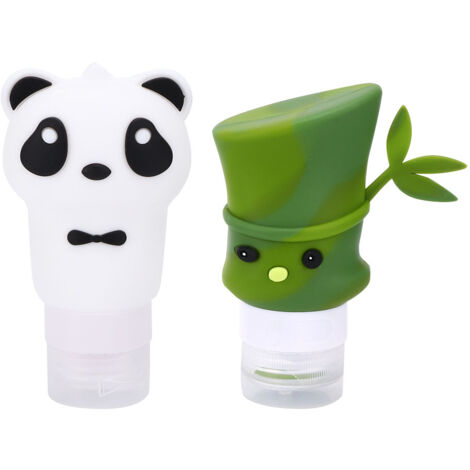 2-teiliges Panda-Silikon-Reiseflaschenset, Shampoo- und Lotionbehälter für Geschäftsreisen