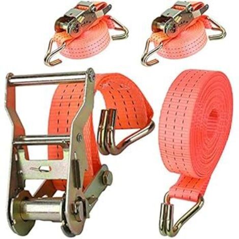 2-teiliges Ratschen-Spannset - 5m x 38mm 2000kg Zurrgurte mit Haken, Spannhebel für Anhänger, Wohnwagen, Fahrrad, Umzug