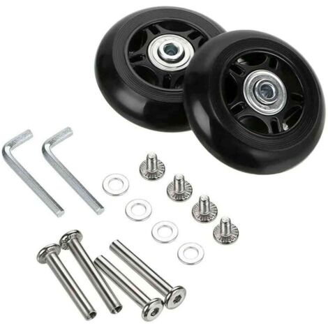 2-teiliges Reparaturset für Kofferrollen  Maße 70 x 24 mm  Robuster Ersatz für defekte Rollen  Einfache Installation  Schwarz