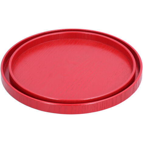 2-teiliges rundes rotes Tablettset für Tee, Obst, Desserts – Hotel, Restaurant, Heimservice