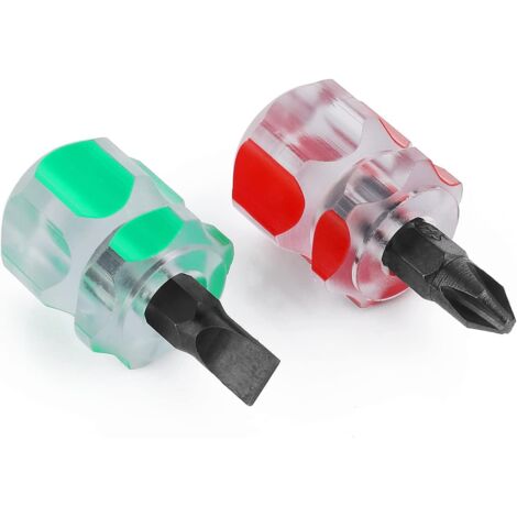 2-teiliges Schraubendreher-Set: Mini-Schraubendreher, kurzer Schlitzschraubendreher, Kreuzschlitzschraubendreher für Nähmaschinen oder schwer zugängliche Stellen