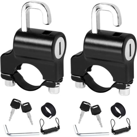 2-teiliges schwarzes Motorradhelmschloss, Diebstahlsicheres Lenkerhelmschloss, Universalhelmschloss mit Schlüsseln, Diebstahlsicheres Helmschloss geeignet für Motorradlenker mit 22 mm bis 24 mm Durchm