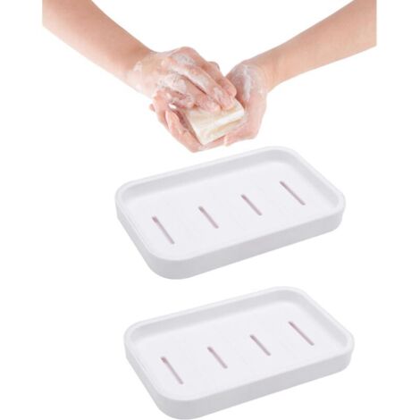 2-teiliges Seifenschalen-Set, Seifenhalter, doppelwandige Seifenschale, wasserdichter Seifenhalter aus Kunststoff, Seifensparer für Dusche, lässt Seife ablaufen und hält sie trocken, für Badewanne, Kü
