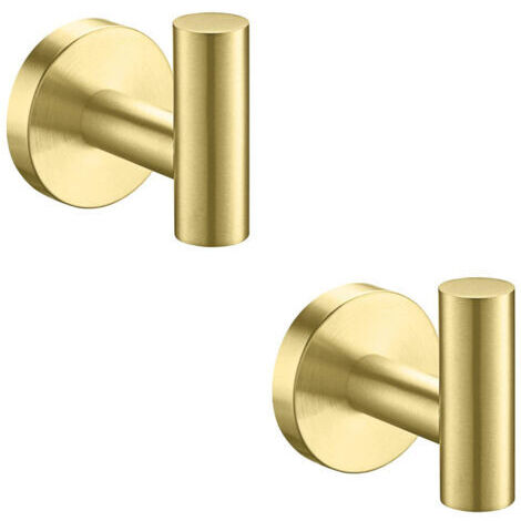 2-teiliges, selbstklebendes Handtuchhaken-Set zur Wandmontage, Edelstahl SUS304, bohrfreier Handtuchhalter für Küche und Bad, selbstklebende Türhaken, Gold