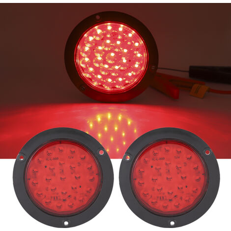 2-teiliges Set aus runden, wasserdichten Seitenmarkierungsleuchten mit je 24 LEDs (4 Zoll) für Anhänger/LKW