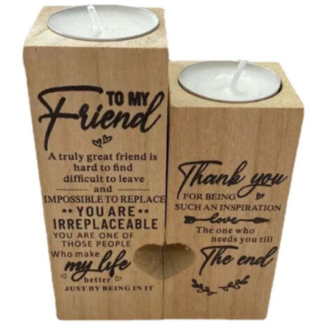 2-teiliges Set herzförmiger Kerzenhalter aus Holz – Geschenkidee zum Valentinstag