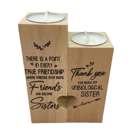 2-teiliges Set herzförmiger Kerzenhalter aus Holz – Geschenkidee zum Valentinstag