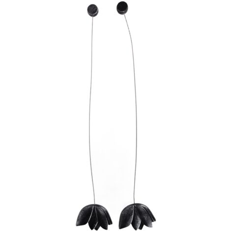 2-teiliges Set Raffhalter für Innengardinen mit Blumengravur für Wohn- und Schlafzimmer, Schwarz