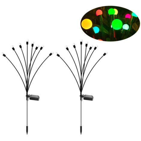 2-teiliges Set wasserdichter LED-Solarlaternen, Gartenleuchten mit Erdspießen für Einfahrt, Terrasse oder Rasen
