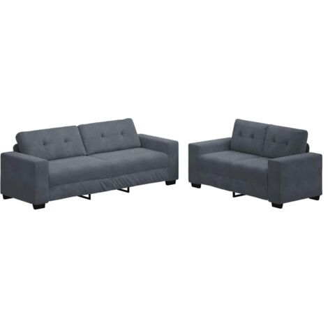 2-teiliges Sofa-Set mit Kissen, dunkelgrauer Samt vidaXL