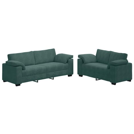 2-teiliges Sofa-Set mit Kissen, dunkelgrüner Samt vidaXL