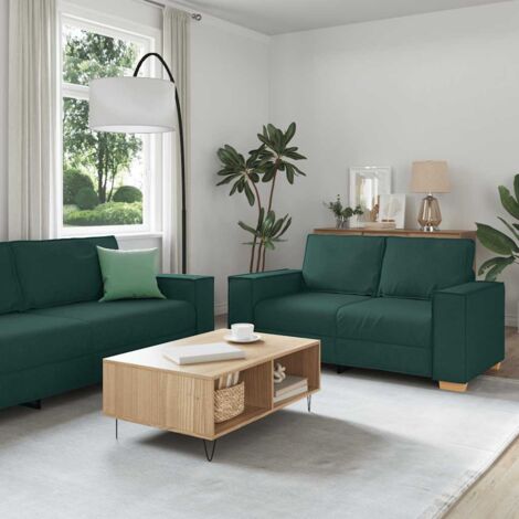 2-teiliges Sofa-Set mit Kissen, dunkelgrüner Stoff vidaXL