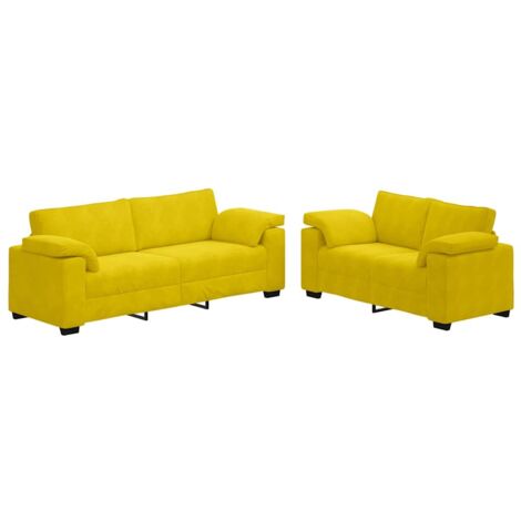 2-teiliges Sofa-Set mit Kissen, gelber Samt vidaXL