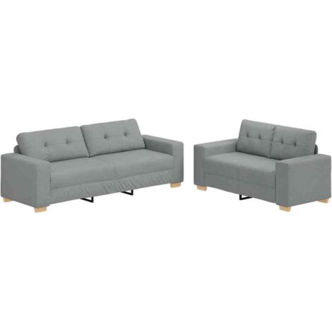 2-teiliges Sofa-Set mit Kissen, hellgrauer Stoff vidaXL