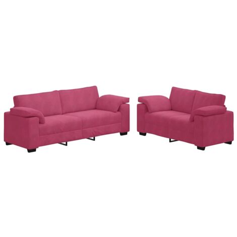 2-teiliges Sofa-Set mit Kissen, weinroter Samt vidaXL