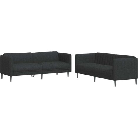 2-teiliges Sofa-Set schwarz Stoff