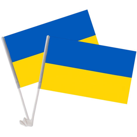 2-teiliges Ukraine-Flaggen-Set fürs Auto – Ukrainisches Polyesterbanner – Dekoration für drinnen und draußen