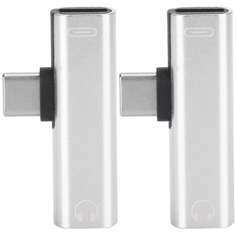 2-teiliges USB-C-auf-3,5-mm-Audiokabel mit Dual-Funktions-Ladegerät und Kopfhöreradapter (Silber)