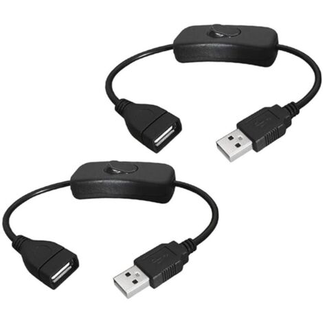 2-teiliges USB-Kabel (Stecker auf Buchse) mit Ein-/Ausschalter, integrierter USB-Verlängerungsschalter für Dashcam, LED-Schreibtischlampe, USB-Ventilator, LED-Streifen