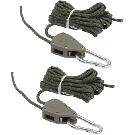 2-teiliges, verstellbares 4-m-Windseil für Campingzelte mit Umlenkrolle, Schnellmontage, Outdoor-Campingseil, Grün-Olivgrün