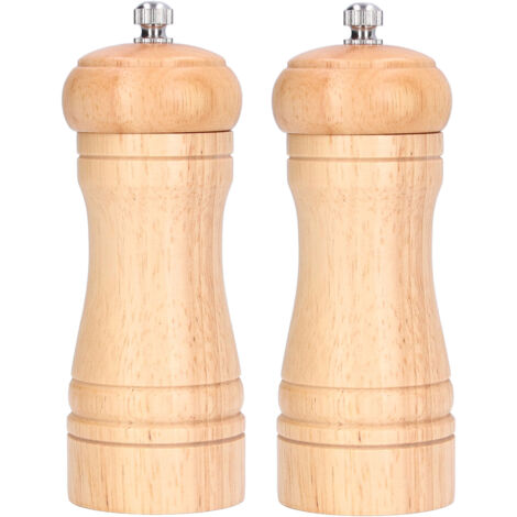 2-teiliges, verstellbares Salz- und Pfeffermühlen-Set aus Holz – Gewürzmühle für die Küche – Höhe 14,5 cm