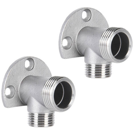 2-teiliges Wandmontage-Badezimmer-Zubehör-Set, Wandmontage, Winkelstück, Oberflächen-Wasserhahn-Anschlussrohr (Silber)