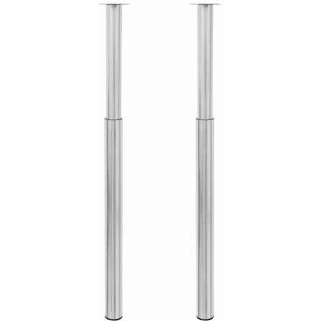 2 Telescopic Table Legs Brushed Nickel 710 mm-1100 mm vidaXL