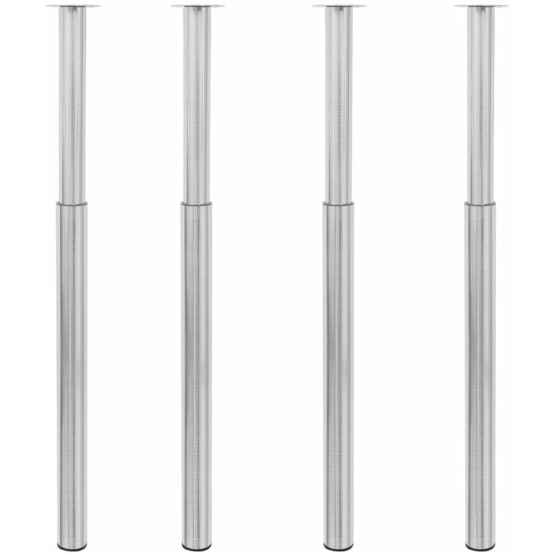 vidaXL Telescopic Table Legs 4 pcs Brushed Nickel 710 mm-1100 mm, Silver