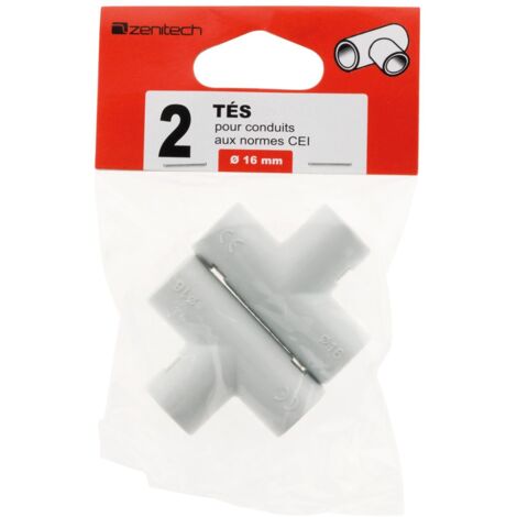 2 tés pour conduits Ø 16mm - gris
