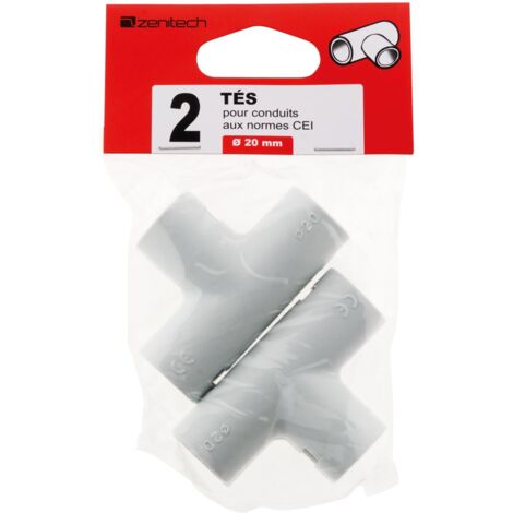 2 tés pour conduits Ø 20mm - gris