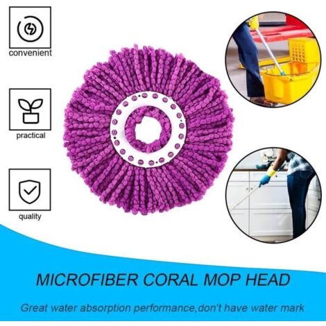 2 tête de balais vadrouille corail en microfibre 160MM à 360 degrés Remplacement pour vadrouille à poussière