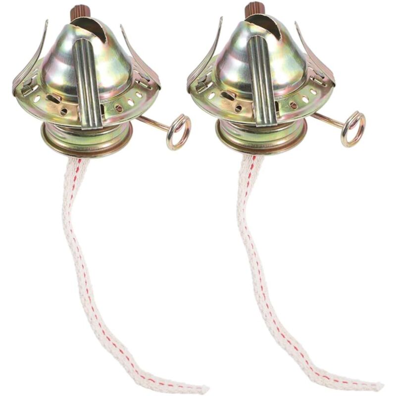 2 têtes lampe à huile rétro métal remplacement mèche intérieurs vintage