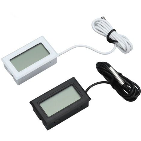 2 Thermomètres Numériques Électroniques avec Sonde - Affichage Température Instantané (Noir et Blanc)