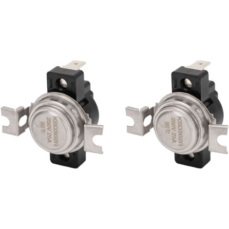 2 Thermostats Manuels Haute Intensité 25A 250V, Forme en U, 60°C pour Contrôle de Température