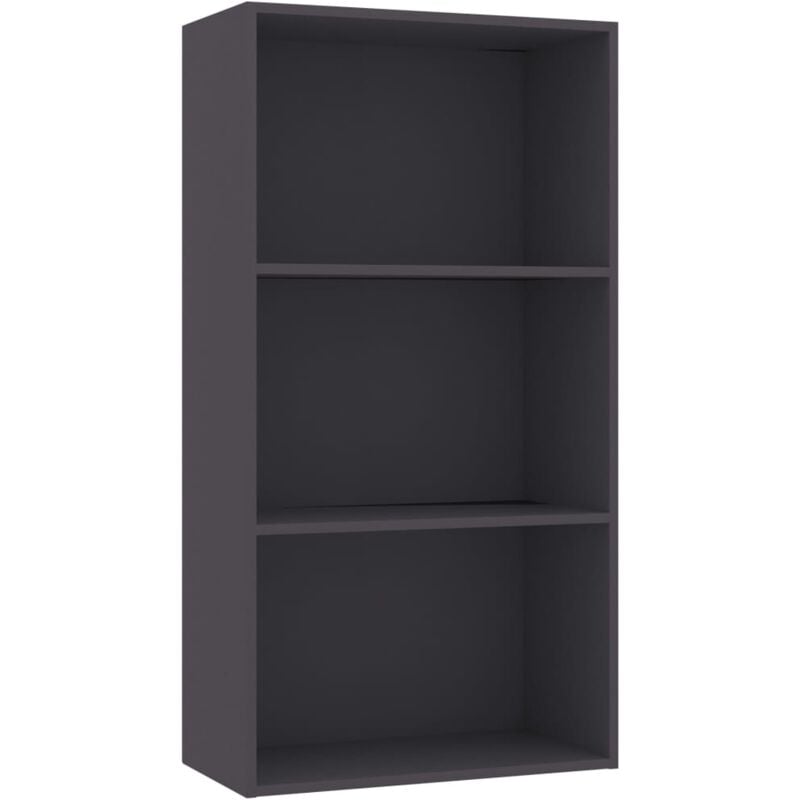 Vidaxl - 3-Tier Book Cabinet Grey 60x30x114 cm Engineered Wood