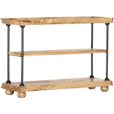 2-Tier Bookshelf 110x35x75 cm Solid Mango Wood and Steel